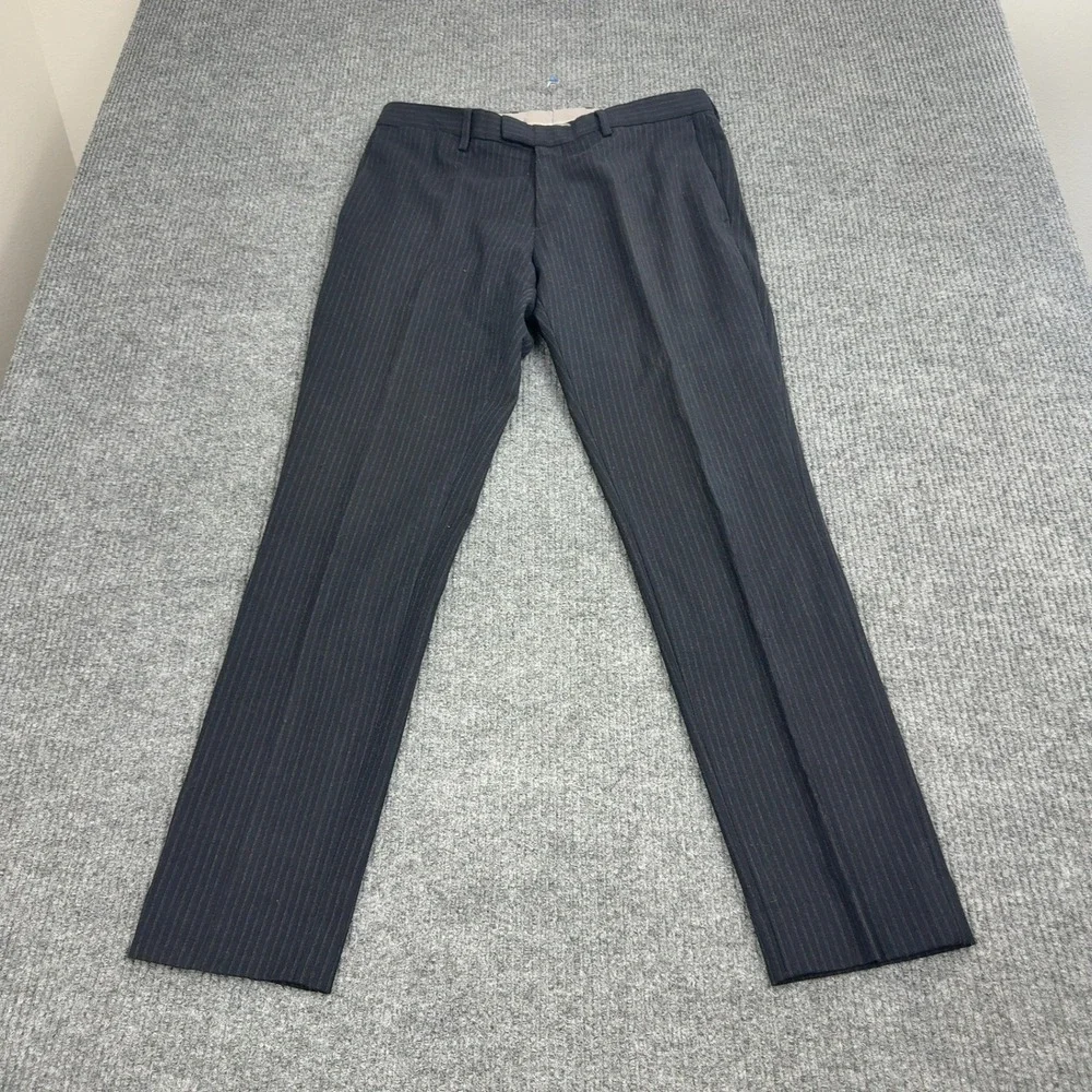 Banana Republic Dress Pants Mens 32x32 Navy Blue Wool Blend Pinstripe Skinny Fit